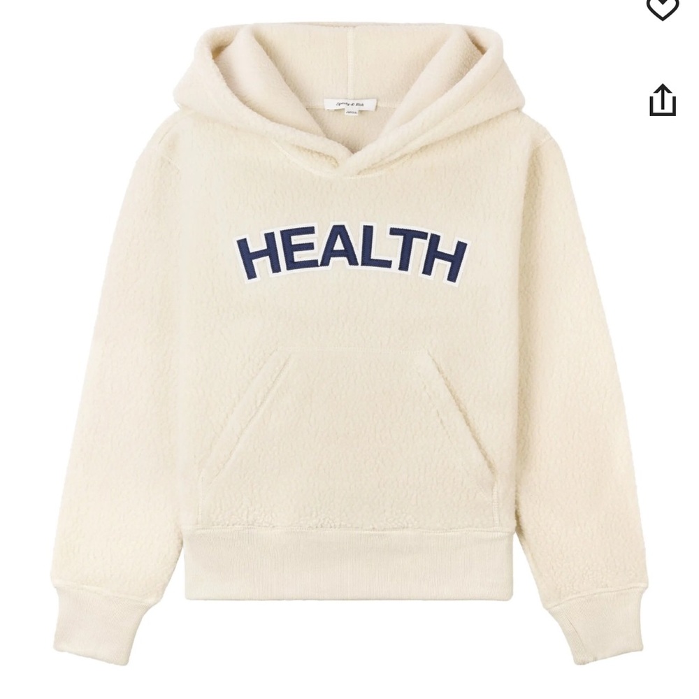 Sporty & Rich Health Bouclé Sherpa Fleece Cropped Hoodie Size Medium